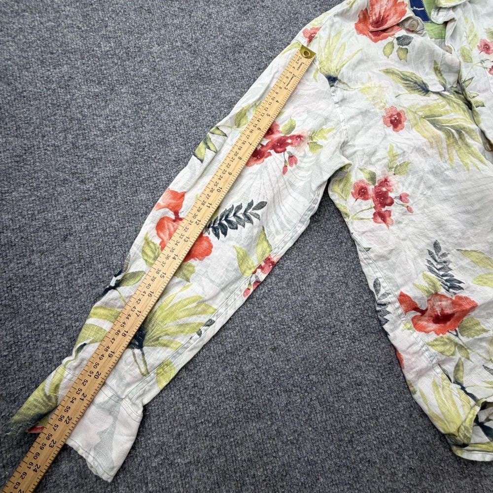 Tommy Bahama Mens 100% Linen Tropical Floral Hibiscus Button Down Shirt White L - Picture 7 of 8